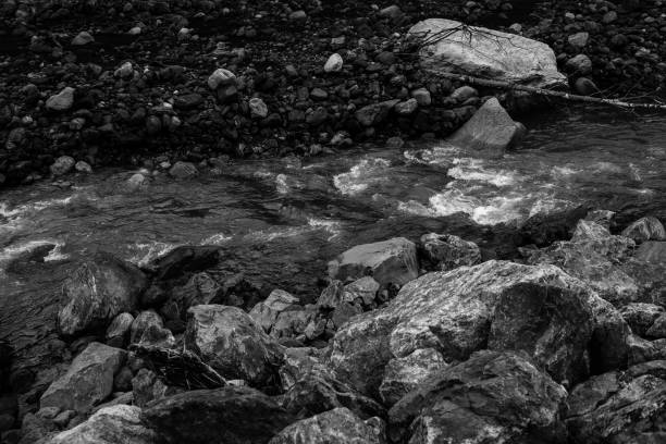 istock The rapid flow of a mountain river with stones 1199482667