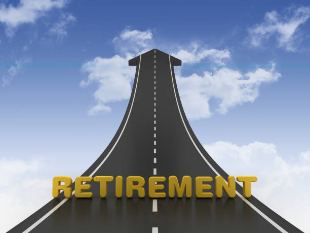 istock Road Arrow with RETIREMENT Word on Sky - 3D Rendering 1199484471