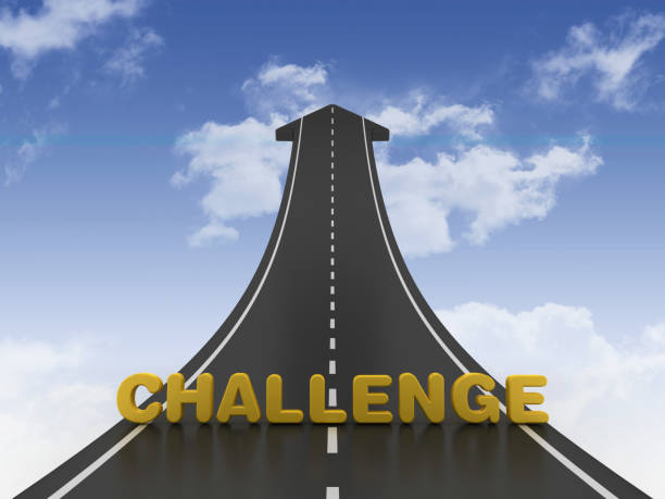 istock Road Arrow with CHALLENGE Word on Sky - 3D Rendering 1199485344