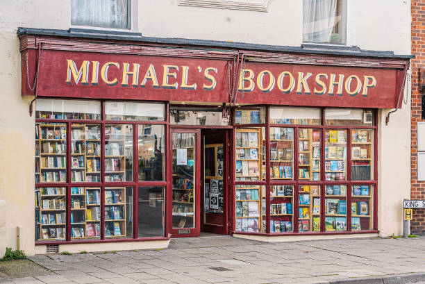 Old fashioned style bookshop, selling secondhand and new stock plus local history books with maps some of which are published by the shop. Ramsgate, UK - Nov 11 2019. Old fashioned style bookshop, selling secondhand and new stock plus local history books with maps some of which are published by the shop. isle of thanet photos stock pictures, royalty-free photos & images