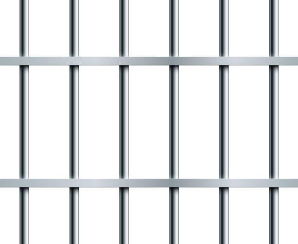 Steel Prison Bars Seamless Pattern Over White vector art illustration