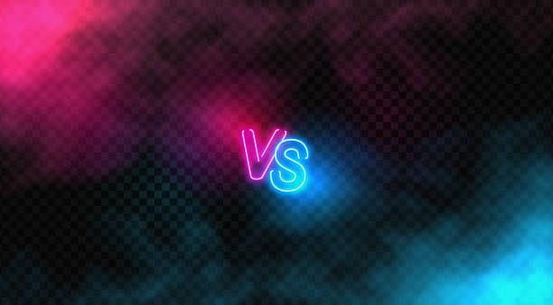 neon versus logo. vs vektor buchstaben illustration. wettbewerb-symbol. kampf-symbol. - fußballspiel stock-grafiken, -clipart, -cartoons und -symbole