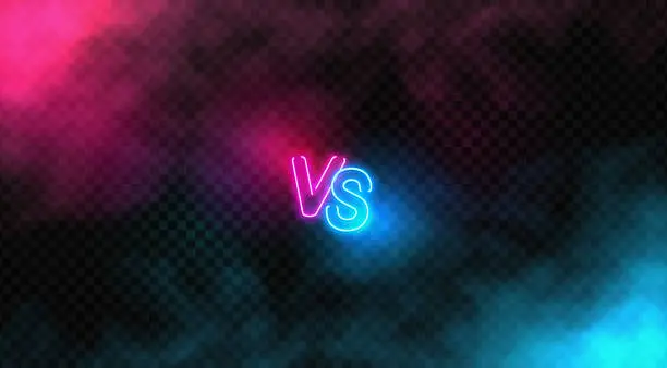 Vector illustration of Neon Versus Logo. VS Vector Letters Illustration. Competition Icon. Fight Symbol.