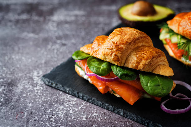 istock Smoked salmon ricotta cheese cucumber sandwich 1199488246