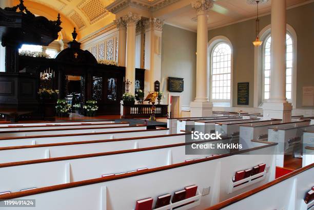 Interieur Van De Harvard Memorial Church Stockfoto en meer beelden van Achtergrond - Thema - Achtergrond - Thema, Altaar, Amerikaanse cultuur