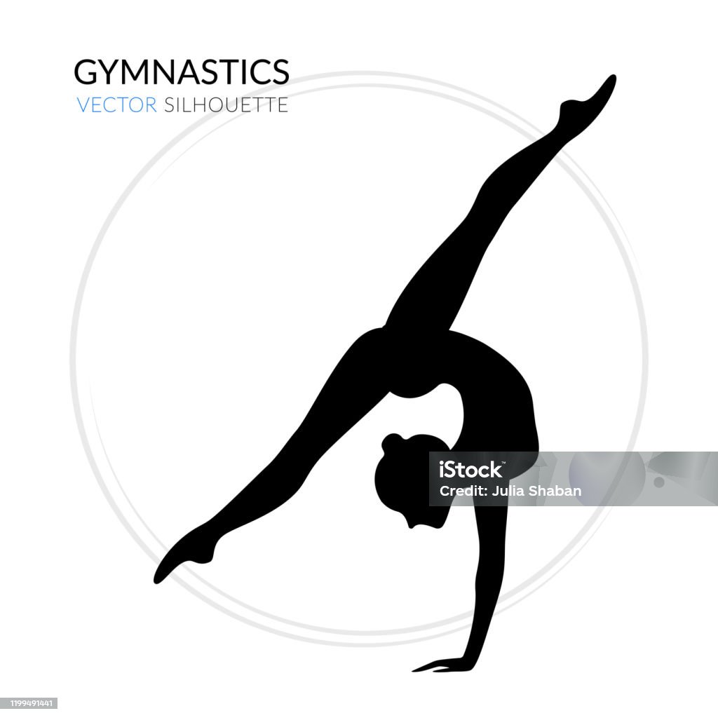 Silhouettes Of A Gymnastic Girl Vector Illustration On White ...