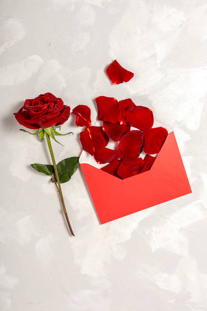 istock Composition of red roses and gift boxes 1199491911