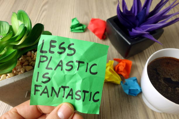 istock Slogan less plastic is fantastic handwritten on sticky note 1199491945