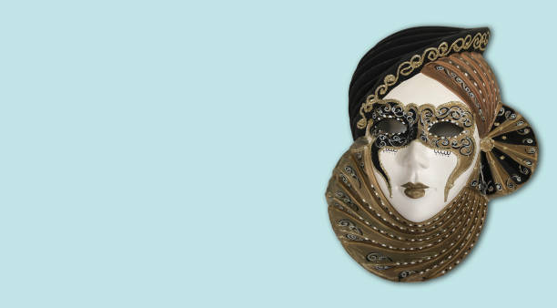 venezianische gesichtsmaske - women masquerade mask mardi gras front view stock-fotos und bilder