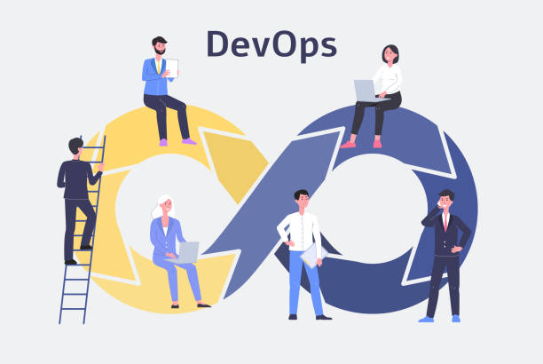 devops, entwicklungs- und betriebstechnik flat vector illustration isoliert. - configure stock-grafiken, -clipart, -cartoons und -symbole