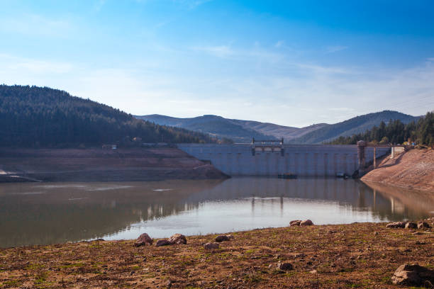 The bottom of the empty Studena dam near Pernik, Bulgaria. Hot weather and climate changes makes the dam almost empty.