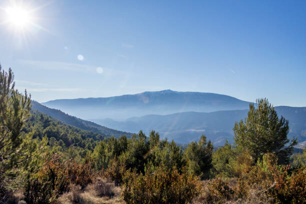 mont ventoux montagne dans la région de provence dans la belle journée d'hiver et le soleil du sud de la france - traditional culture flash photos et images de collection