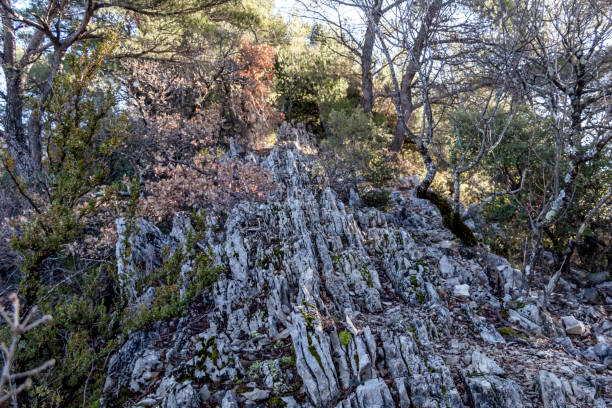 скалистые горные скалы идеально подходят для восхождения в провансе, франция - southeastern region фотографии стоковые фото и изображения