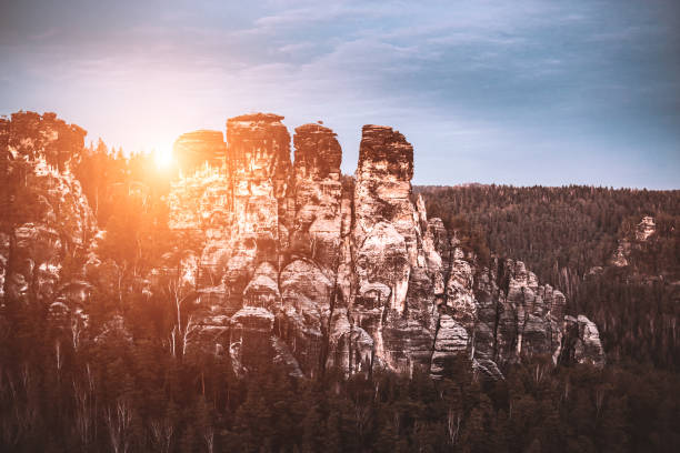 istock Big cliffs and sunset, mountain landscape, gorge 1199498258