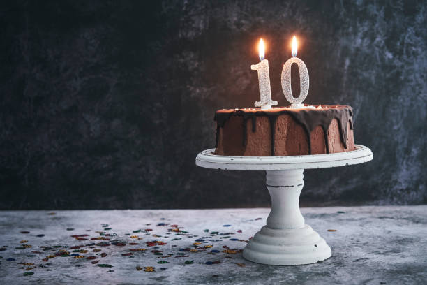 tort urodzinowy 10. - gateaux birthday candle cake zdjęcia i obrazy z banku zdjęć