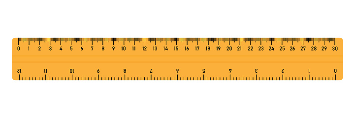 30 cm ruler. School supplies. Measurement tool. Isolated