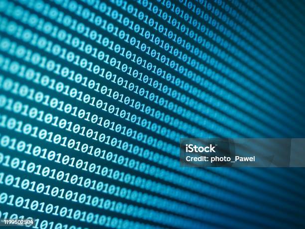 Blue Digital Binary Data On Computer Screen Stock Photo - Download ...