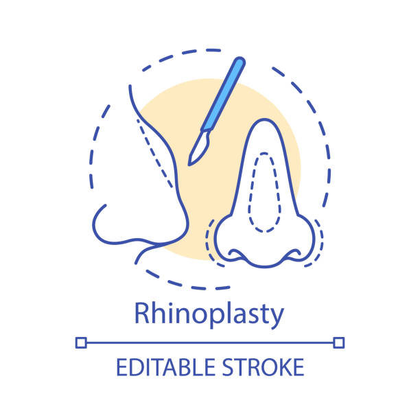 ilustrações, clipart, desenhos animados e ícones de ícone do conceito da rinoplastia - nose job illustrations