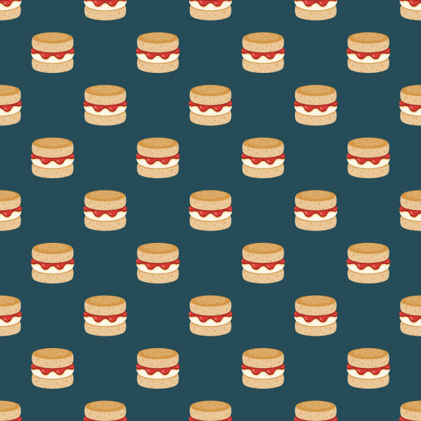 Cricket Scones with Jam and Clotted Cream Pattern A seamless cricket pattern created from a single flat design icon, which can be tiled on all sides. File is built in the CMYK color space for optimal printing and can easily be converted to RGB. No gradients or transparencies used, the shapes have been placed into a clipping mask. clotted cream stock illustrations