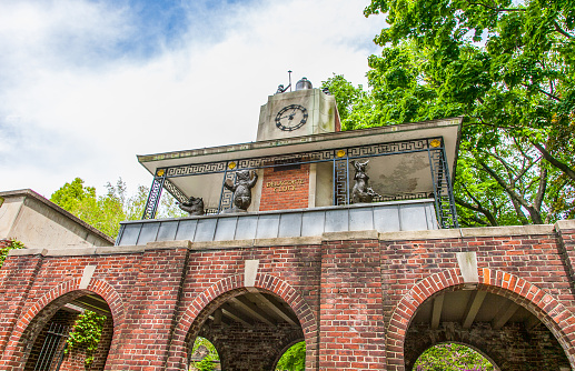 The Delacorte Clock on the grounds of in New York City's Central Park Zoo.