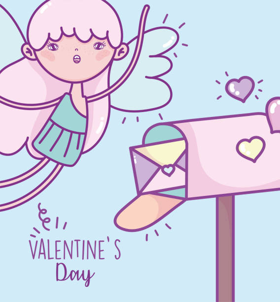 istock happy valentines day, cute cupid mail box envelope hearts love 1199512018