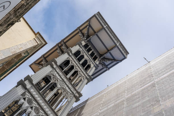Santa Justa Elevator in Lisbon, Portugal Image of the famous elevator in Lisbon: Santa Justa elevator or the Santa Justa elevator. It attracts many tourists santa justa lift portugal stock pictures, royalty-free photos & images