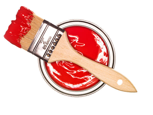 istock Red Paint can and brush 119952289