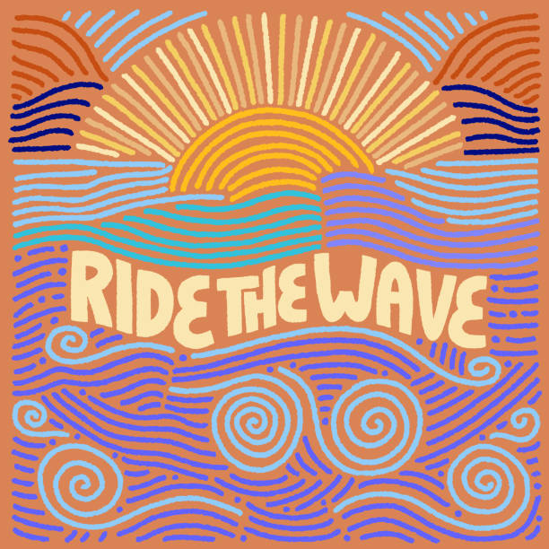 Ride the wave inspirational summer quote Ride the wave inspirational summer quote. For print on t-shirt and bags, greeting card or invitation. alphabet silhouettes stock illustrations