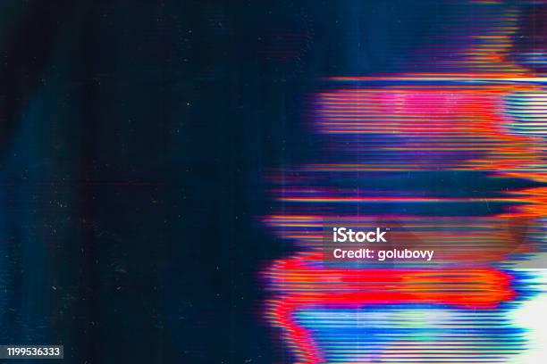 Screen Damage Digital Glitch Error Colorful Glow Stock Photo - Download Image Now - Technology, Abstract, Textured