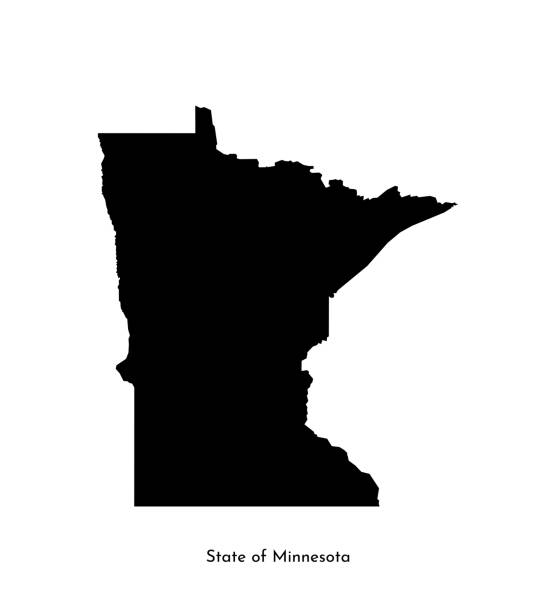 Vector isolated simplified illustration icon with black map's silhouette of State of Minnesota (USA). White background Vector isolated simplified illustration icon with black map's silhouette of State of Minnesota (USA). White background minnesota stock illustrations