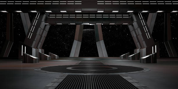istock sci fi  corridor with view of space galaxy 3d rendering 1199538087