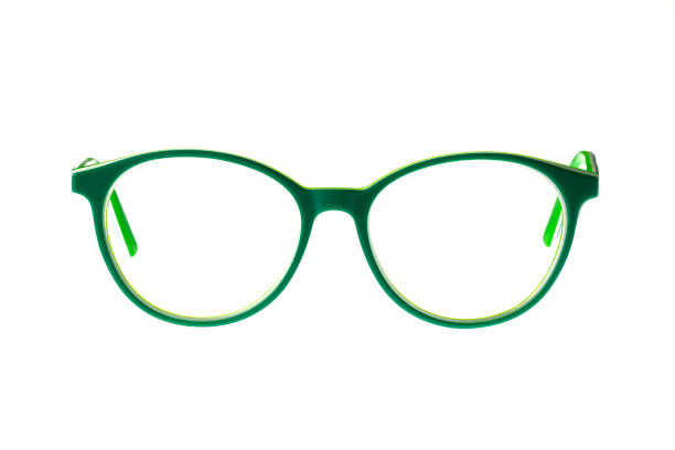 istock Glasses isolated on white background. Front view green glasses reading transparent in round frame, business or office style. 1199540889