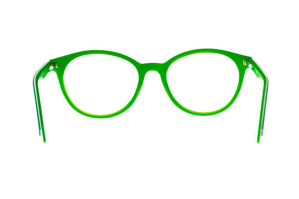 istock Glasses isolated on white background. Front view green glasses reading transparent in round frame, business or office style. 1199540910