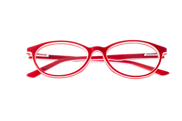 istock Unisex glasses with red frame on white background. Business or office style. 1199541654