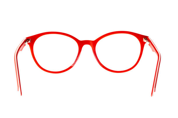 istock Unisex glasses with red frame on white background. Business or office style. 1199541693