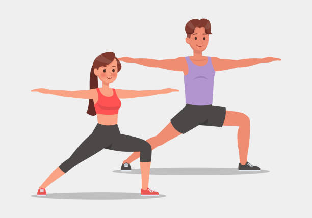 Set Of Fitness Man And Woman Doing Yoga Vector Character Design Healthy  Lifestyle Stock Illustration - Download Image Now - iStock