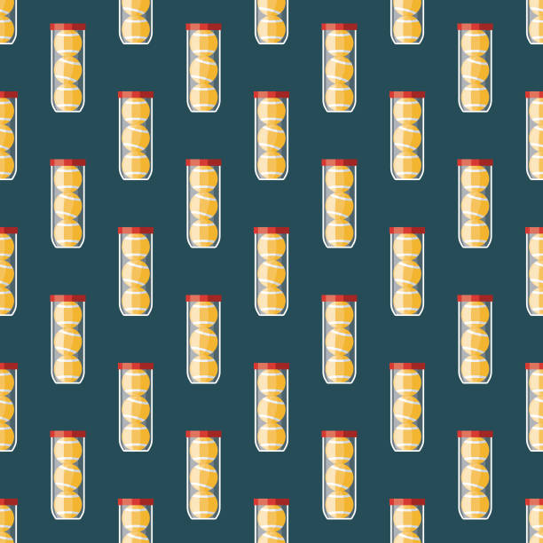 Tennis Balls Pattern A seamless tennis pattern created from a single flat design icon, which can be tiled on all sides. File is built in the CMYK color space for optimal printing and can easily be converted to RGB. No gradients or transparencies used, the shapes have been placed into a clipping mask. tennis ball container stock illustrations