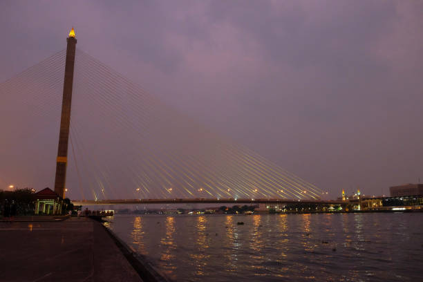 istock A huge bridge over the Chao Phraya River in Bangkok at night. 1199542147
