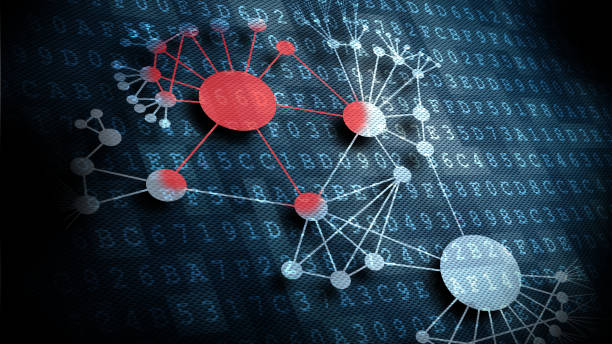 virus spreading out in a network illustration of virus spreading out in a network spreading stock pictures, royalty-free photos & images