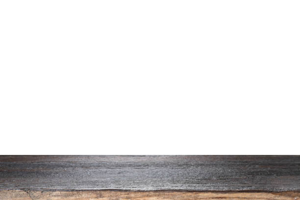 istock 3D rendering,wooden top table on isolated white blackgroud 1199549015