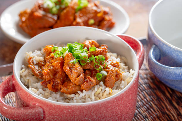 istock Stir fried spicy pork over rice 1199552099