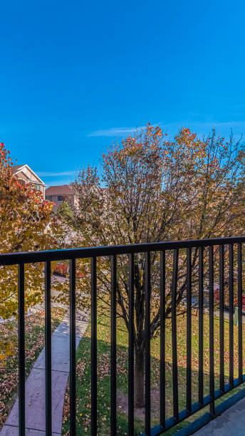 istock Vertical frame Balcony overlooking grounds of an apartment block 1199552103