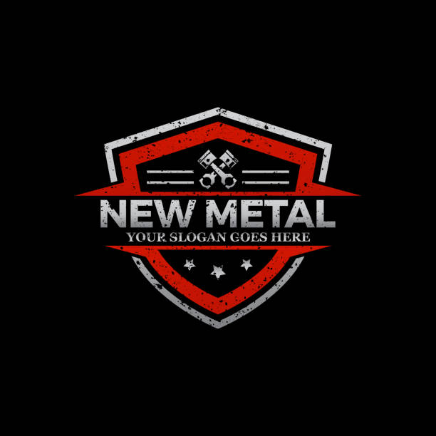 Repair Car logo image, rustic metal repair logo shield