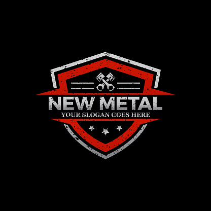 Repair Car logo image, rustic metal repair logo shield