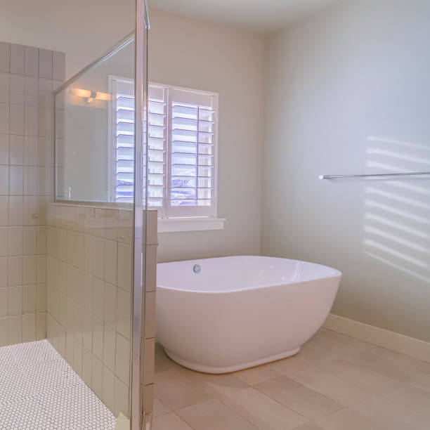 istock Square frame Spacious modern upmarket bathroom interior bright interior 1199553288