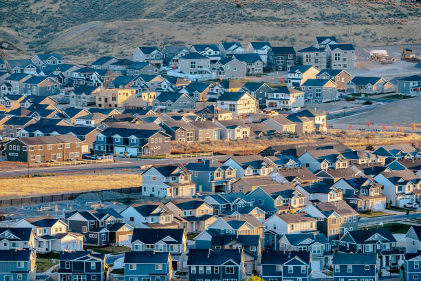 istock Large modern housing estate in a valley 1199554028