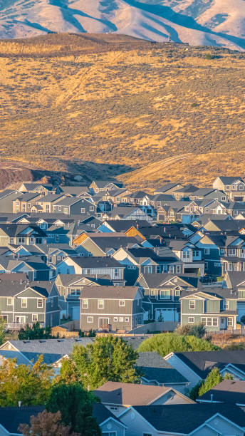istock Vertical Houses in a town in Utah valley 1199559113