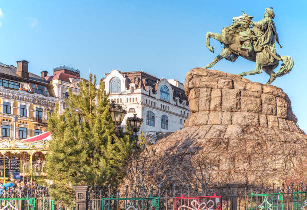 istock Bronze monument to Bogdan Khmelnitsky on Sofia Square in Kiev, Ukraine. Most known city monument and original symbol of Kiev. 1199561534