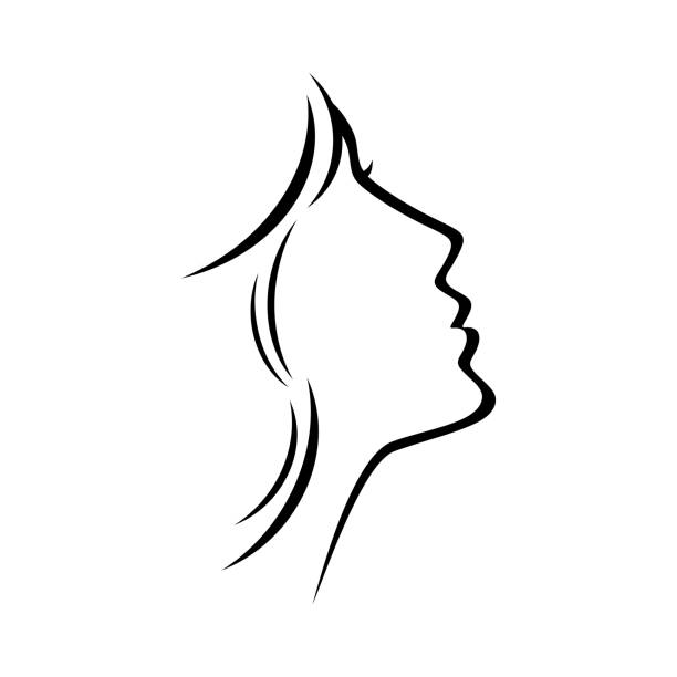 stockillustraties, clipart, cartoons en iconen met mooie vrouwelijke lijn kunst vector pictogram illustratie - beauty face woman