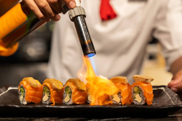 istock Chef cooking Salmon Foie gras roll, 1199572521